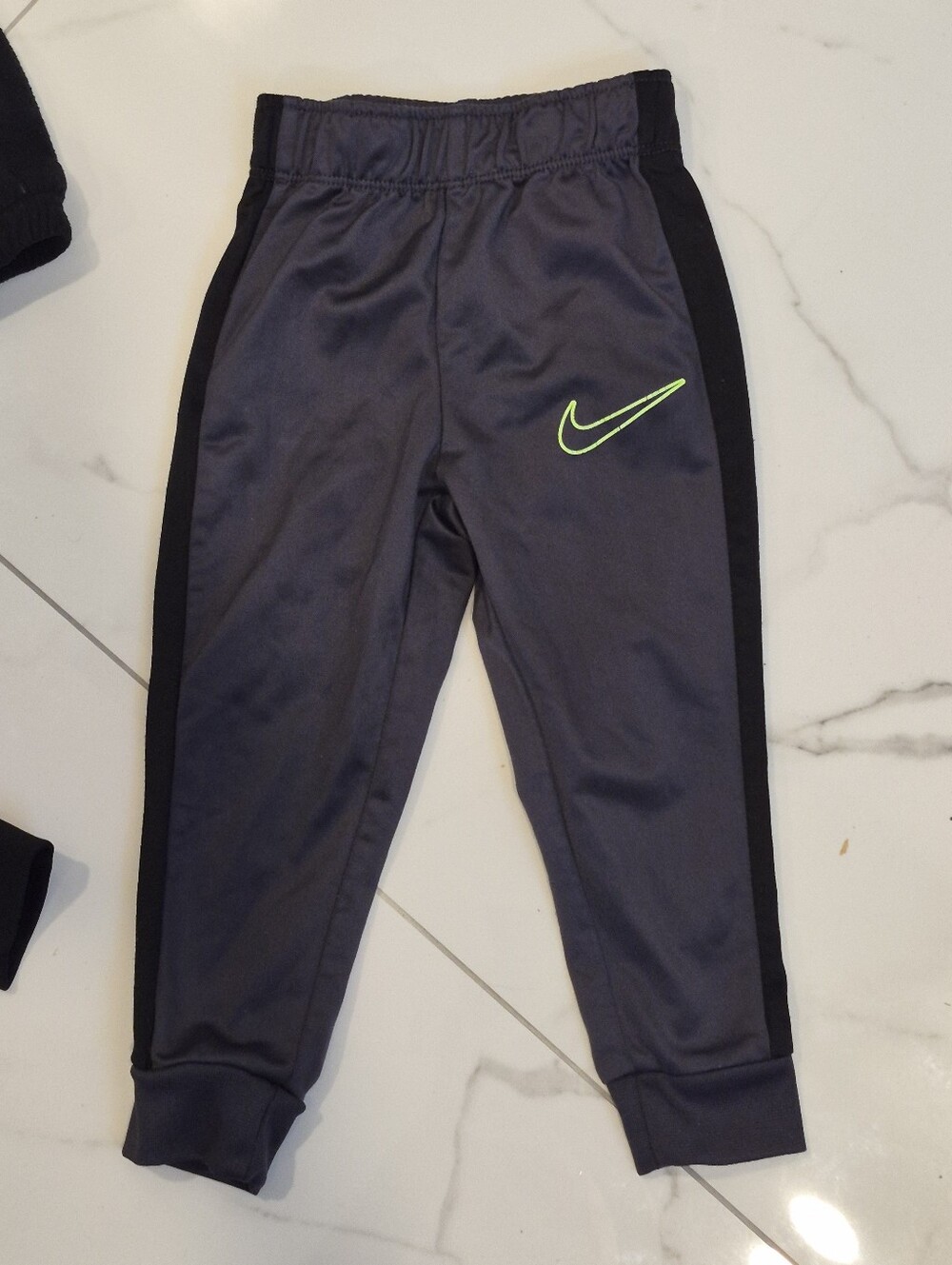 Nike Kids Charcoal Joggers with Neon Green Swoosh